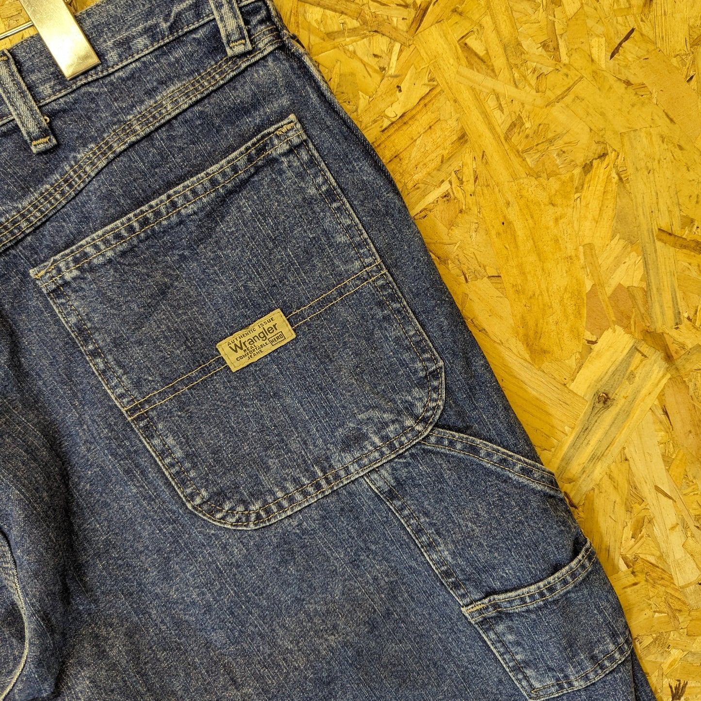 Wrangler Carpenter Dungaree Jeans Stonewashed Blue Baggy Vintage 90s Fit W36 L32