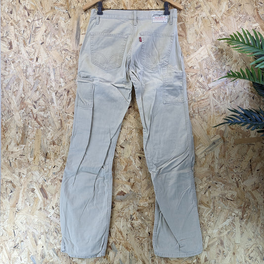 Levis Stone Beige Carpenter Utility Pants Jeans Y2K Zip Fly Vintage YTK W30 L34