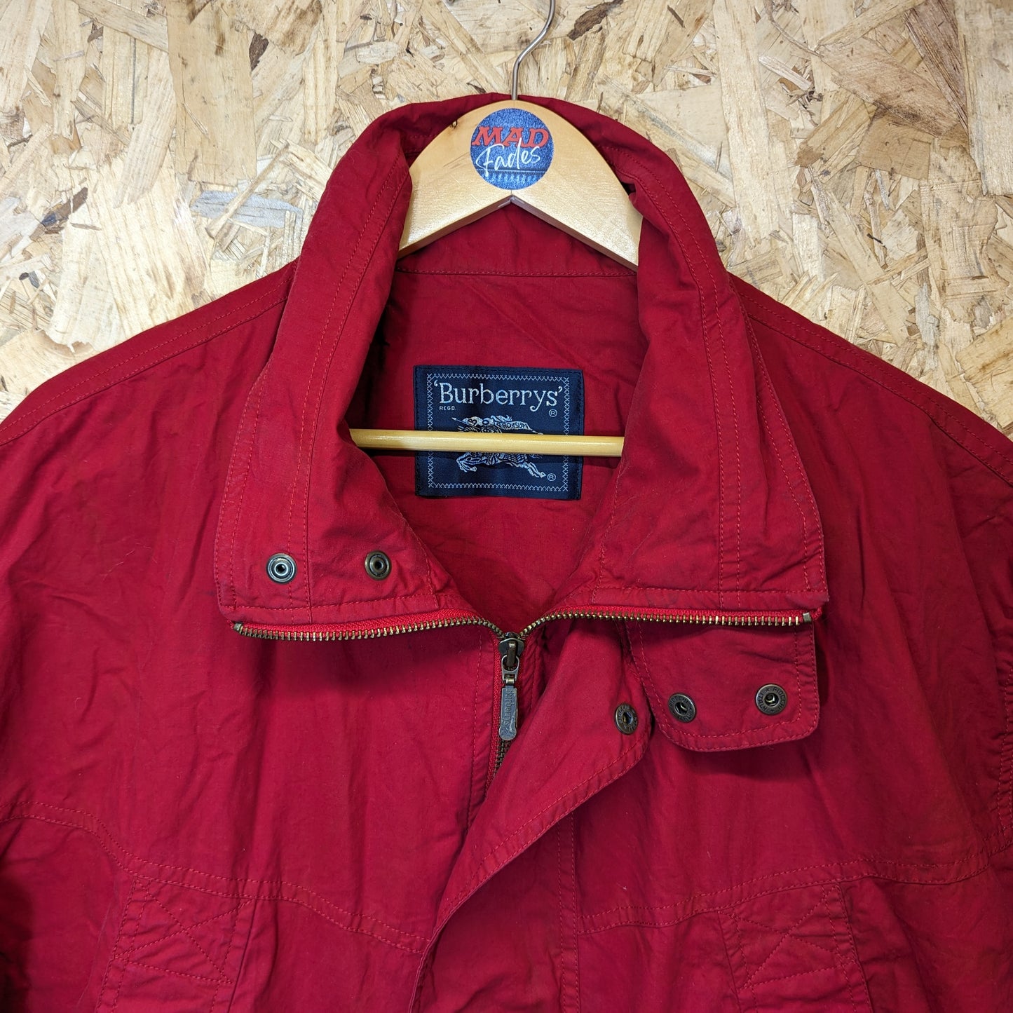 Burberry Lightweight Cotton Harrington Bomber Jacket Red Vintage 90s 42.5 Large