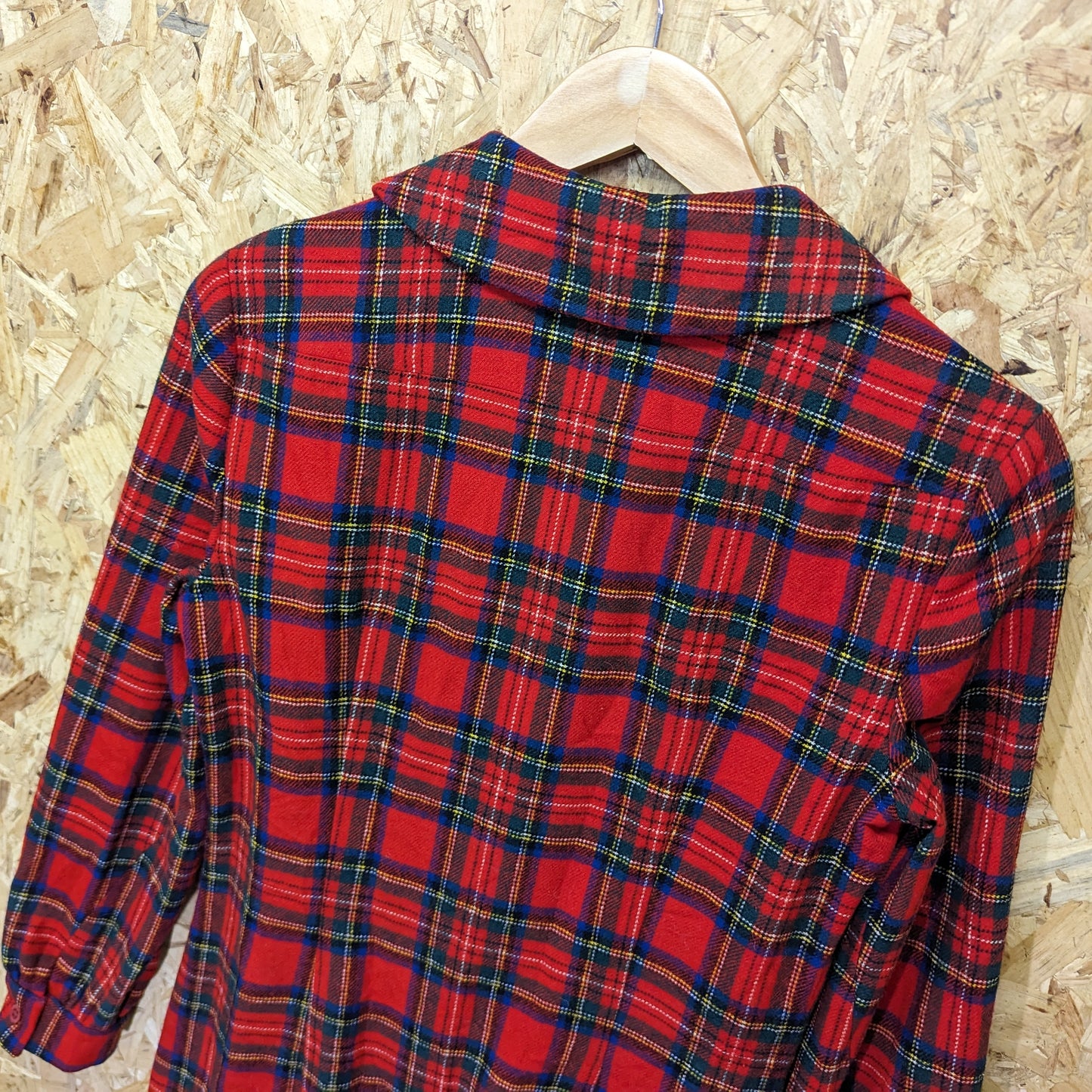 Pendleton USA Vintage 70s Heavy Duty Wool Dress Shirt Check Red Green Size 8