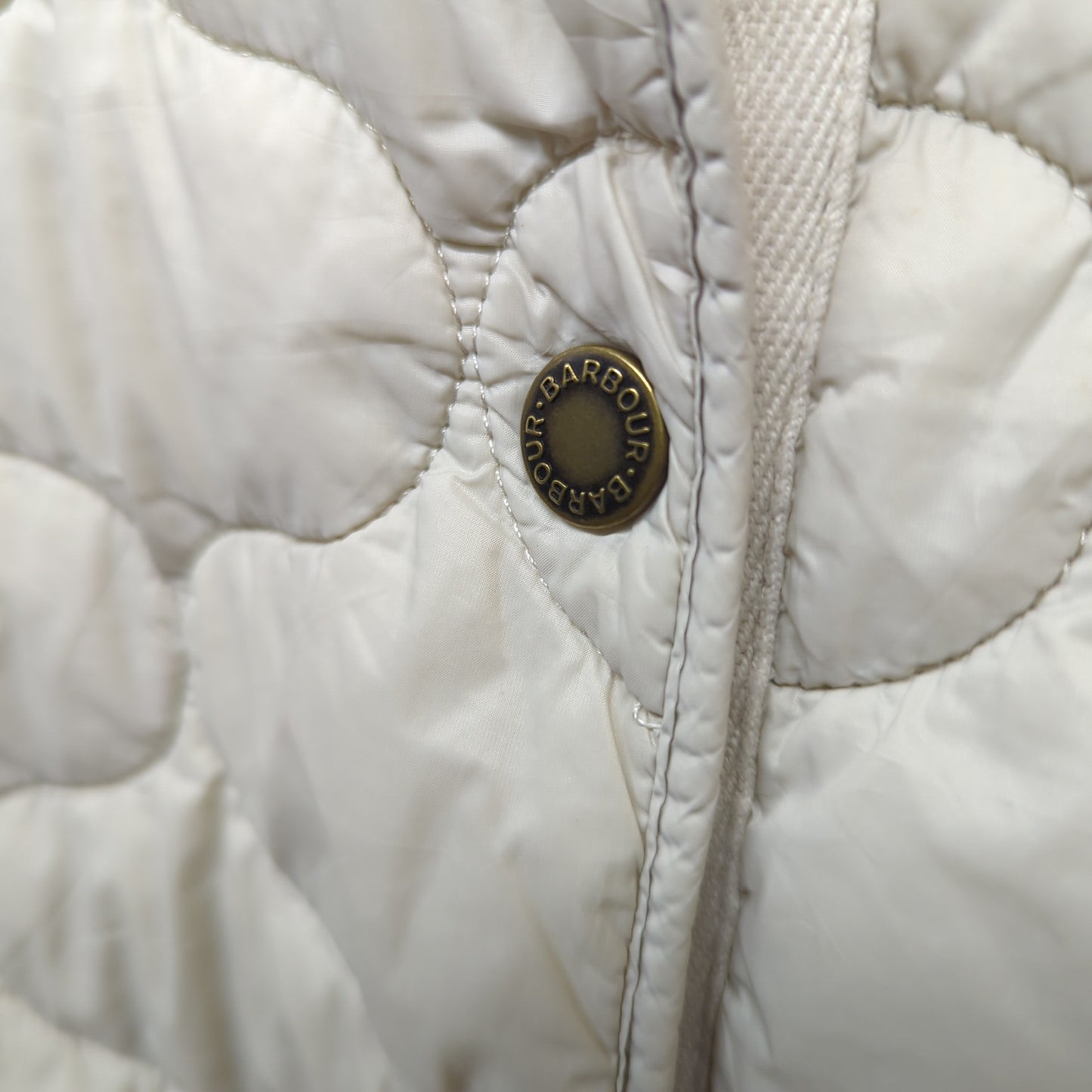 Barbour National Trust Harebell Quilted Jacket Cream Short Padded Coat Womens 16