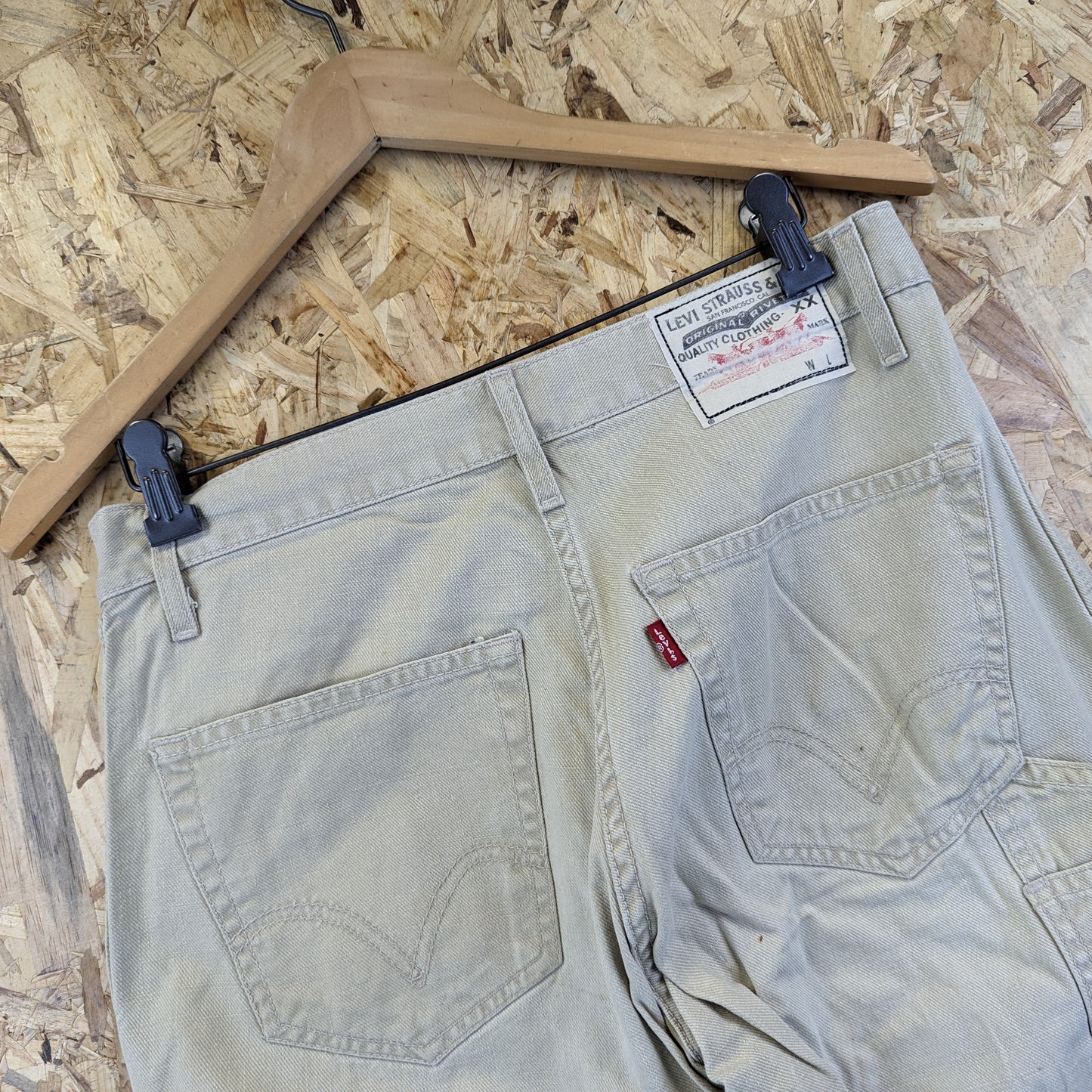 Levis Stone Beige Carpenter Utility Pants Jeans Y2K Zip Fly Vintage YTK W30 L34