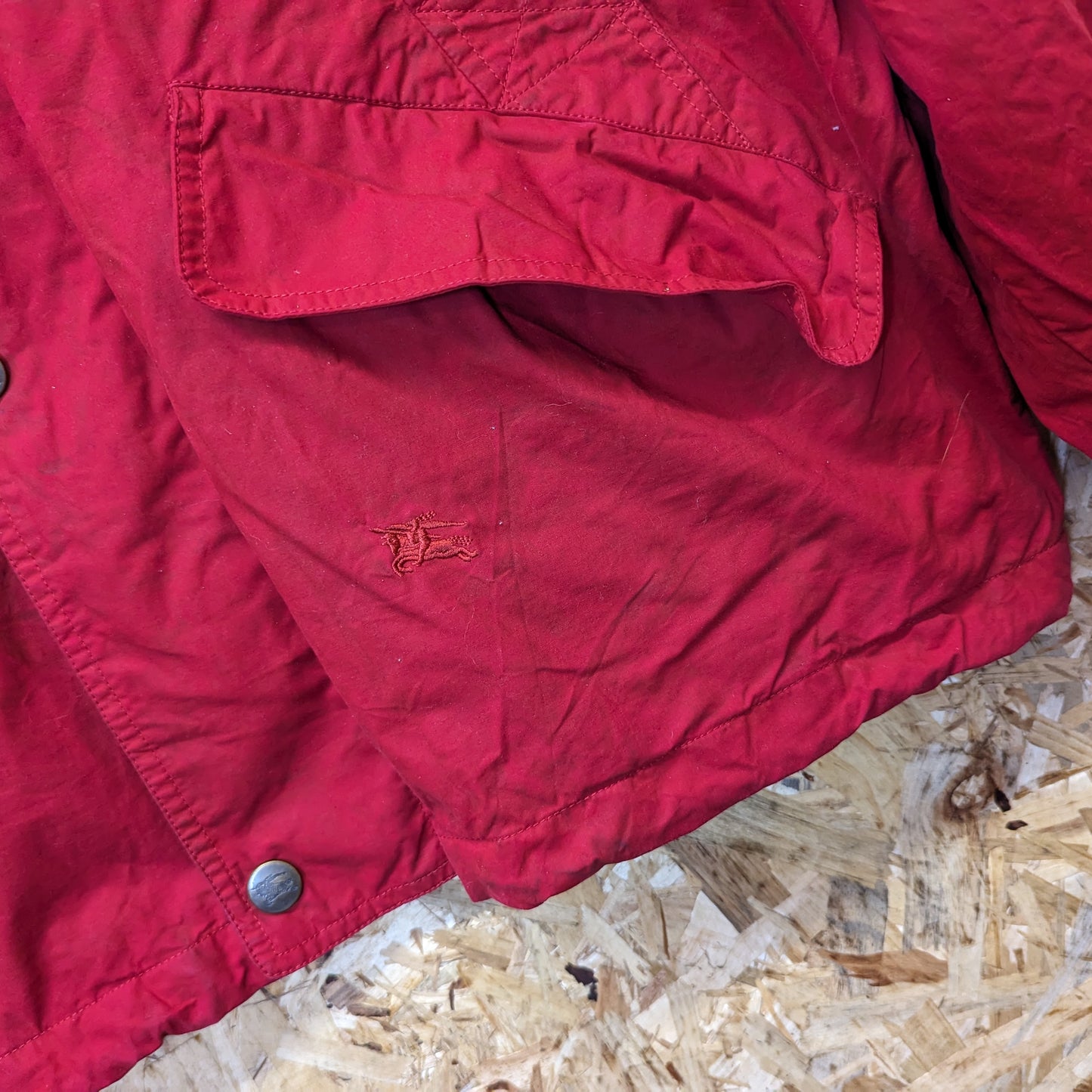 Burberry Lightweight Cotton Harrington Bomber Jacket Red Vintage 90s 42.5 Large