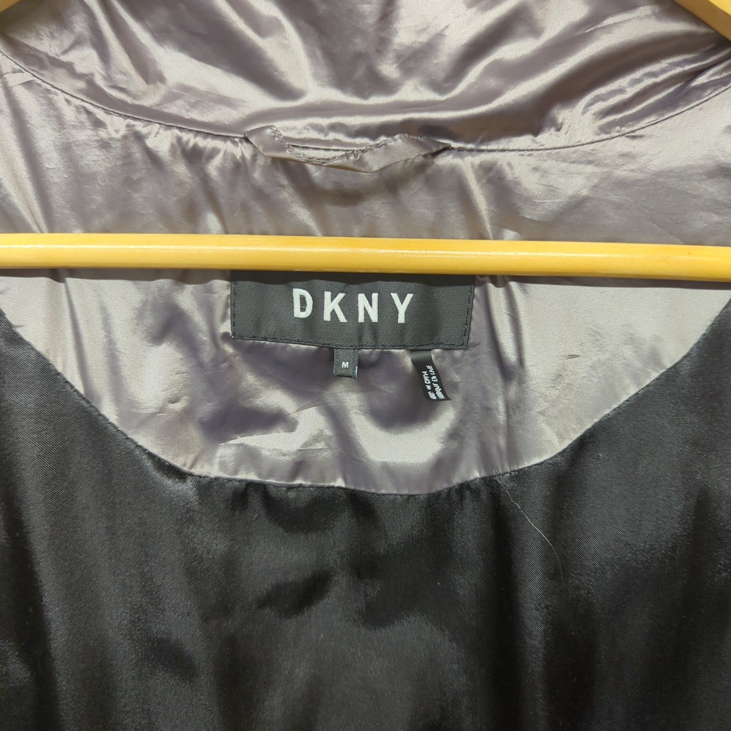 DKNY Padded Puffa Jacket Lightweight Zip Pockets Oversized Hood Womens Medium