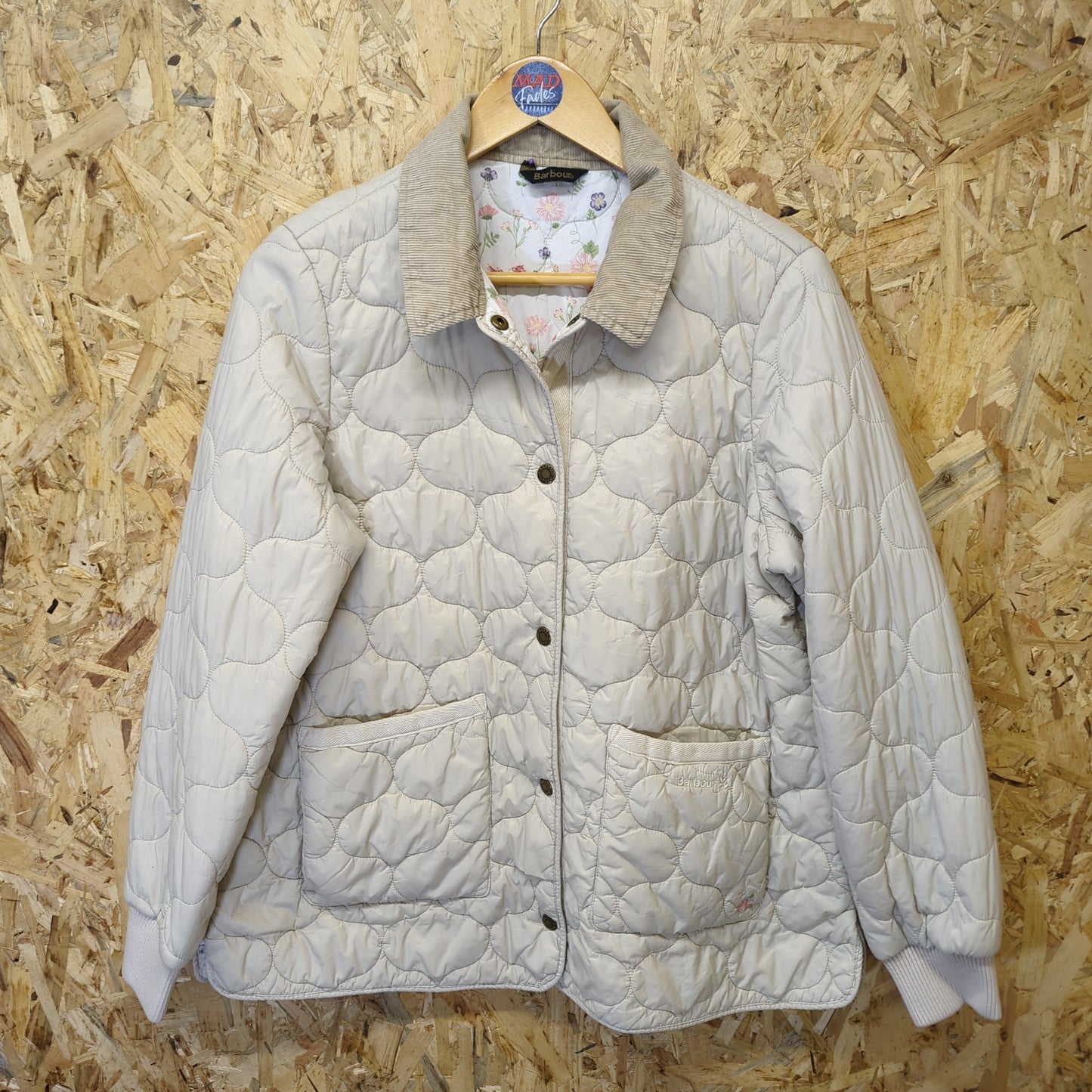 Barbour National Trust Harebell Quilted Jacket Cream Short Padded Coat Womens 16