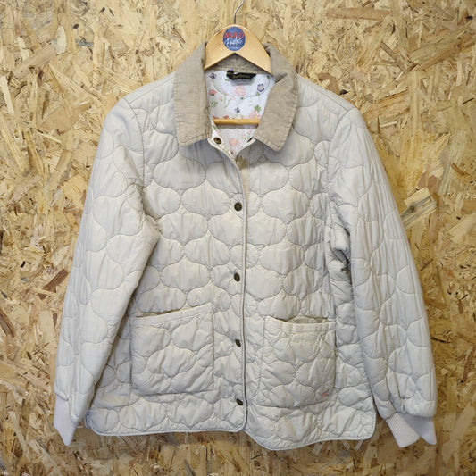 Barbour National Trust Harebell Quilted Jacket Cream Short Padded Coat Womens 16