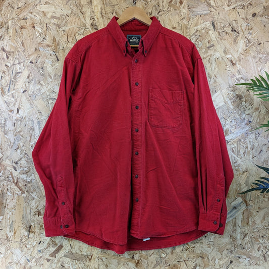 Woolrich Made In USA Vintage 90s Heavy Duty Cotton Chamois Shirt Jacket Red XL