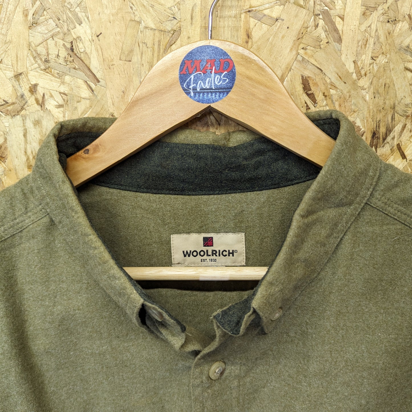 Woolrich Olive Green Heavy Duty Brushed Cotton Shirt Jacket Pocket XL - 2XL