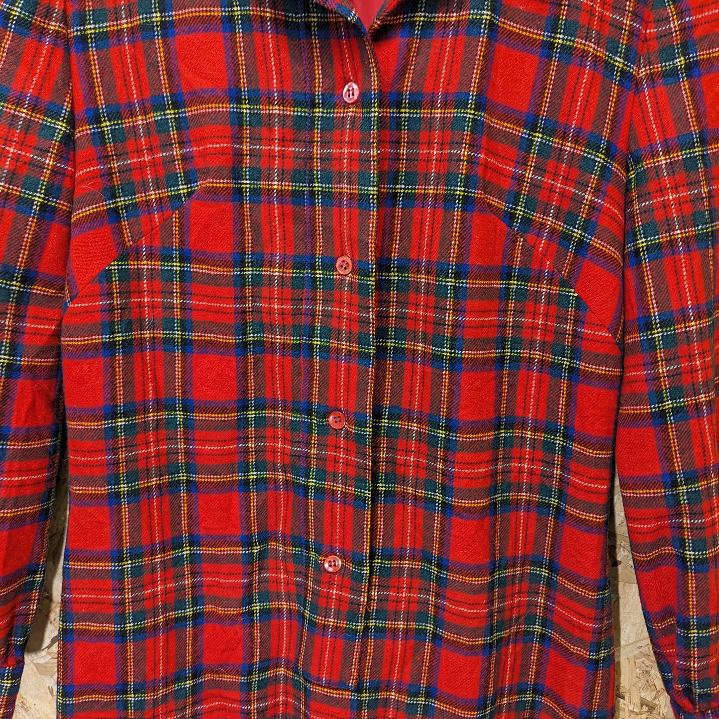 Pendleton USA Vintage 70s Heavy Duty Wool Dress Shirt Check Red Green Size 8