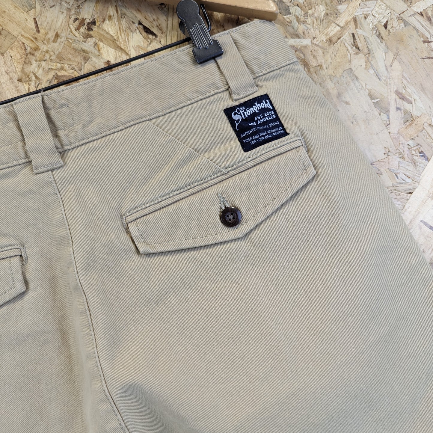 Stronghold Workwear Cotton Beige Canvas Chino Pants USA Utility Hiking W32 L32