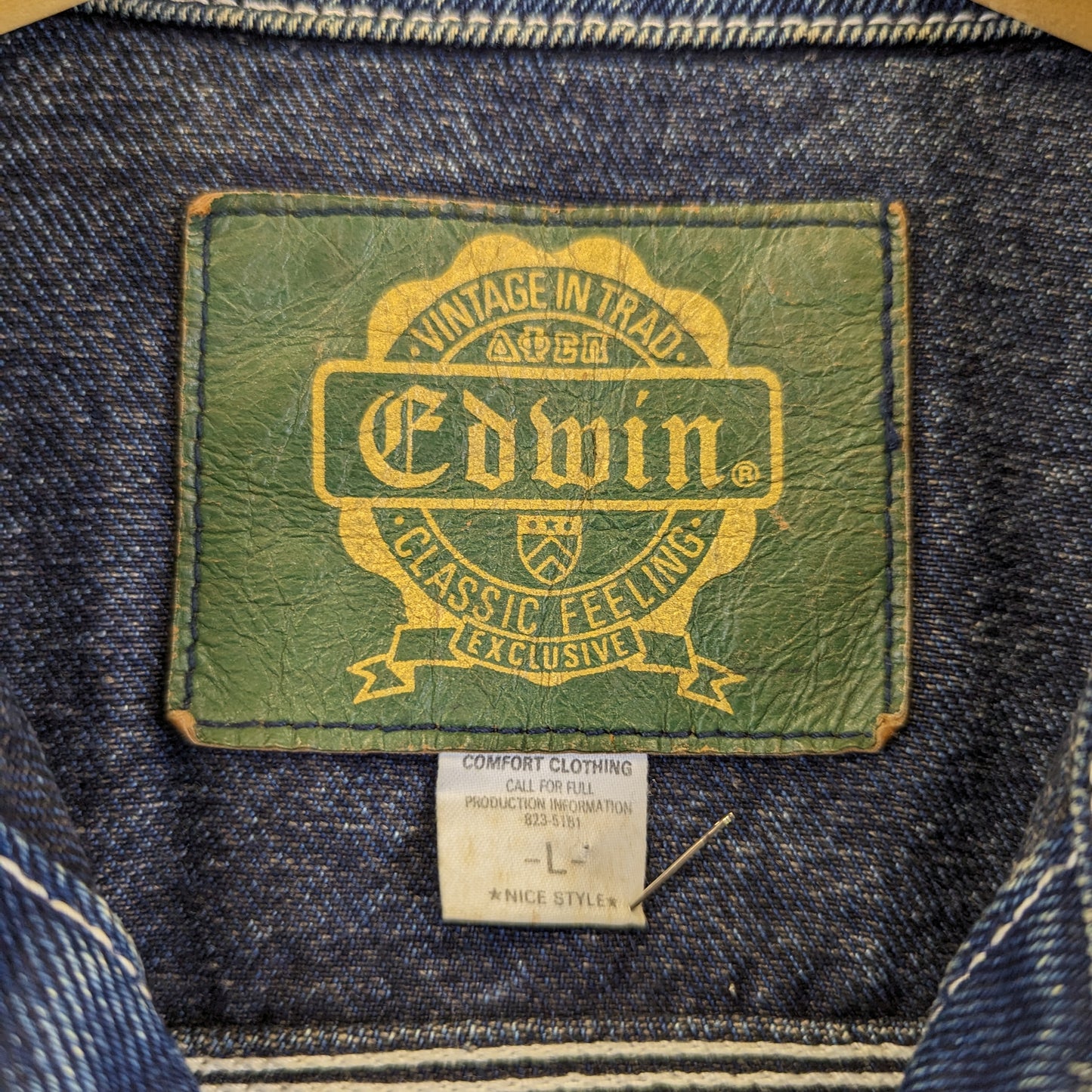 Edwin Trucker Jacket Japanese Denim Vintage 90s Blue Mid Wash Jean Large