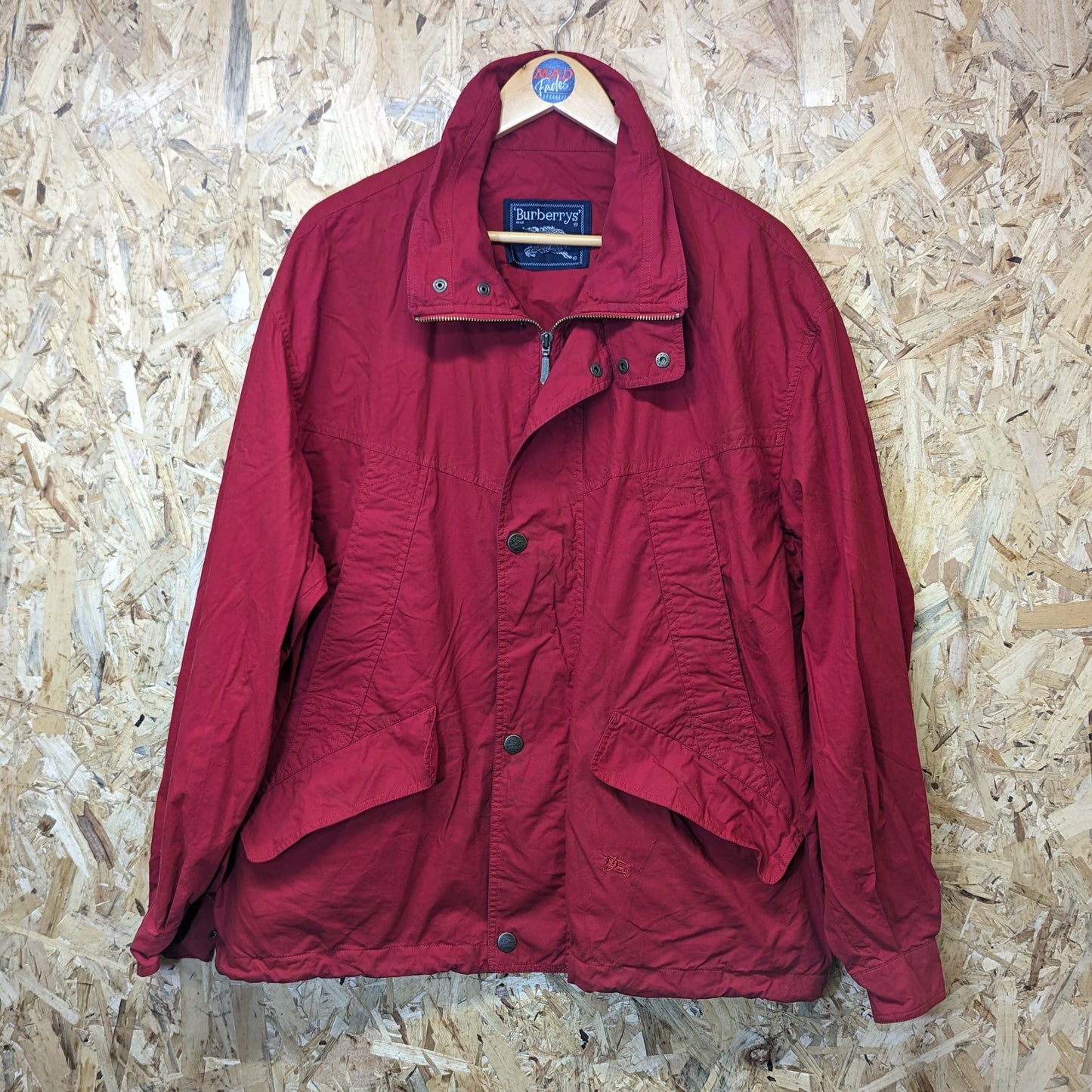 Burberry Lightweight Cotton Harrington Bomber Jacket Red Vintage 90s 42.5 Large