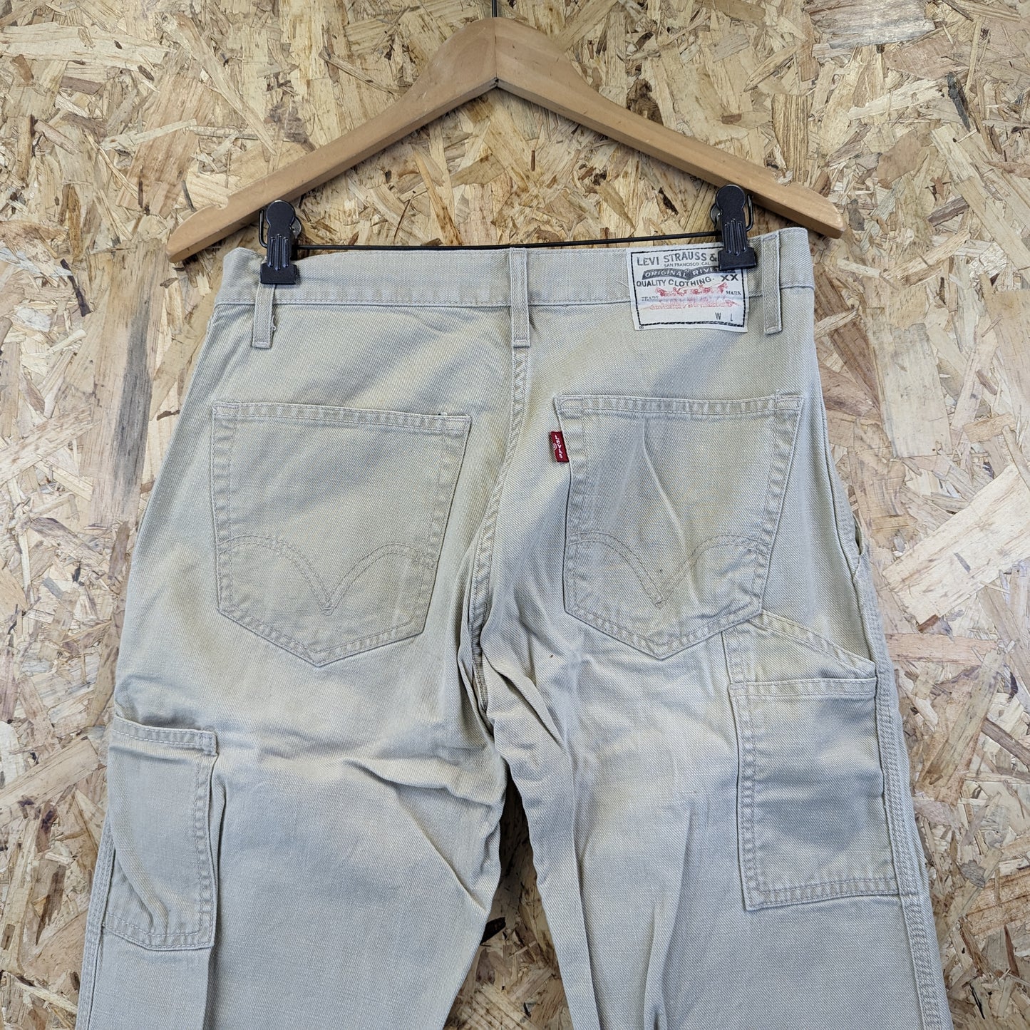 Levis Stone Beige Carpenter Utility Pants Jeans Y2K Zip Fly Vintage YTK W30 L34