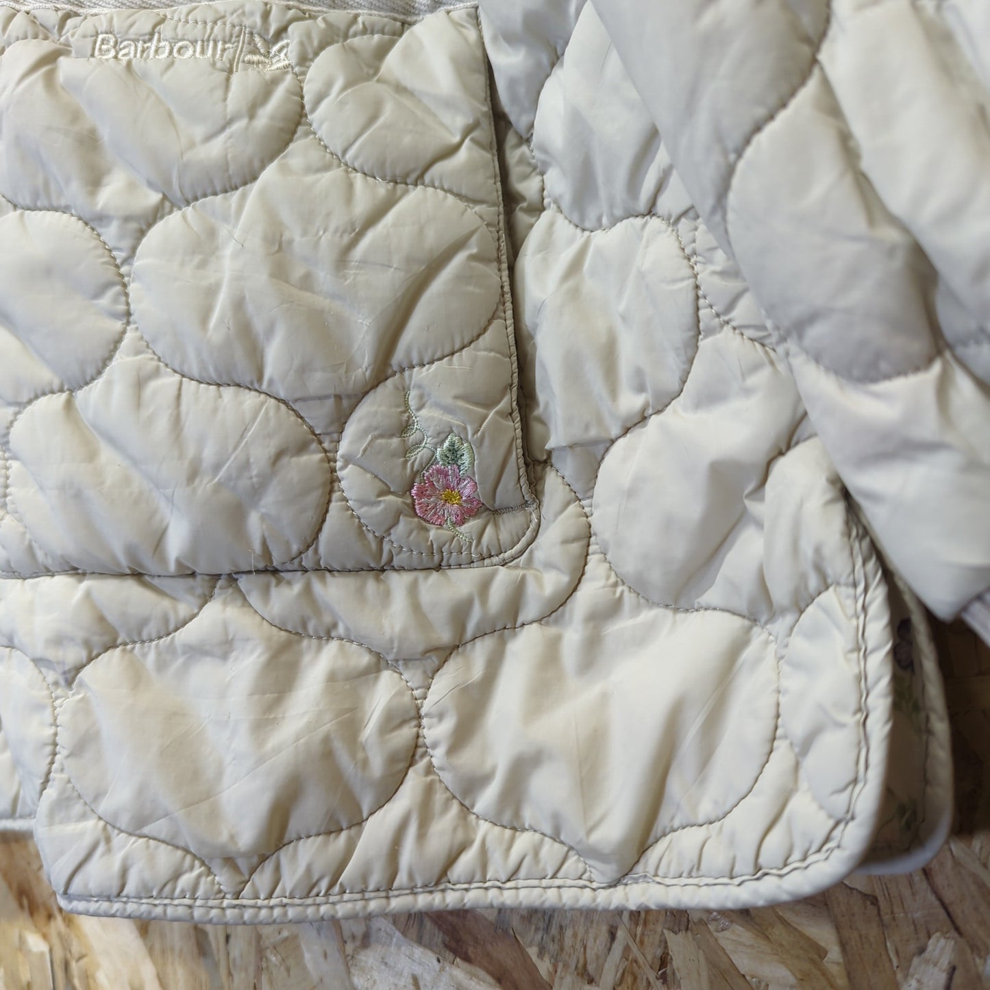 Barbour National Trust Harebell Quilted Jacket Cream Short Padded Coat Womens 16